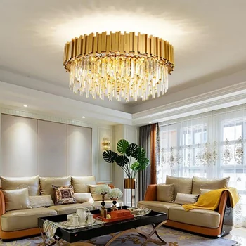 Модерен кристална тавана лампа за дневна, луксозен кръгъл декор за дома, окачена лампа, Луксозна трапезария led Cristal Блясък