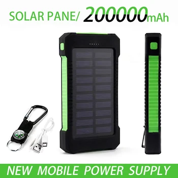 200000 ма горния банка на слънчевата енергия Водонепроницаемое аварийно зарядно устройство външна батерия Powerbank за MI iPhone Samsung с led подсветка SOS
