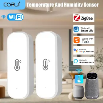 CORUI Sasha Smart WIFI/ZigBee Сензор за температура и Влажност на въздуха Smart Life Термометър за стая влагомер Подкрепа Алекса Google Home