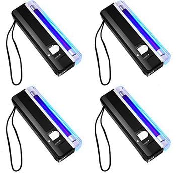 4 Бр Ръчно UV Фенерче Черно Светлина Преносими LED Blacklight UV-Лампа С батерии За откриване на банкноти