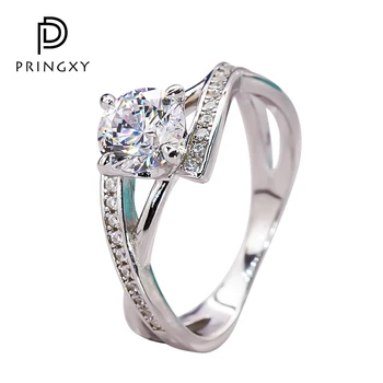 PRINGXY Луксозно годежен пръстен с диамант 1 карат от 100% 925 сребро, гривни за жени, подарък за годишнина от цирконии, изискани бижута