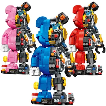 Механичен Жесток Мечка, Робот Половина на тялото, Модела на Блокове, изграждане на Мечка, Дизайнерска Колекция на Тухли, Играчки за Деца, Празнични подаръци играчки