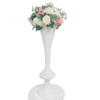 Бели вази, метални свещници, свещници, централните елементи за сватба, събитие, цвете, пътят, украса за дома 8915