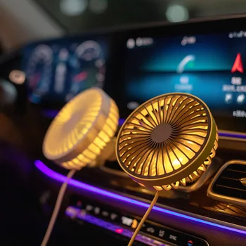 360 Градуса Въртящ Нов Автомобилен Фен Прохладни Цветни Led Светлини Със Захранването от USB Automobile Auto Мощен Охлаждащ Въздушен Вентилатор за Автомобил отдушник е Истина