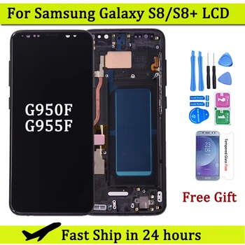 За Samsung Galaxy S8 S8 plus G950 G950F G955fd G955F G955 LCD дисплей С сензорен екран Дигитайзер За Galaxy S8 + LCD дисплей С рамка