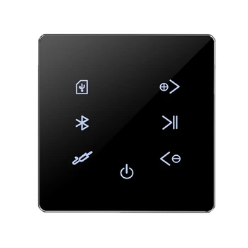 2X Bluetooth-усилвател в стената, USB SD-карта, музикална викторина, на фона на аудио система за интелигентен дом, стерео уредба, ресторант (черен)