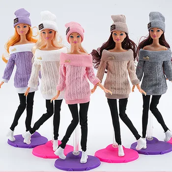 Ежедневни облекла, шапки, зимни пуловери за кукли 1/6, панталони за момичета, дрехи за кукли дължина от 30 см, аксесоари за кукли, направи си сам коледен подарък за момичета