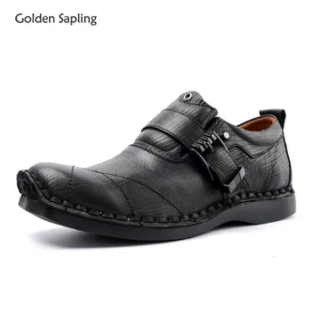 Златното дърво мъжки лоферы ежедневни обувки от естествена кожа в ретро стил на равна платформа Обувки за почивка и партита Класически мъжки обувки бизнес