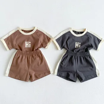 Бебешки комплекти XINYU 2023, летни ежедневни панталони с къси ръкави, дрехи за малките момчета, костюм, модни дрехи за малките момичета, детски костюм