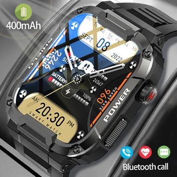 Спортни смарт часовници 2023, съвместими с Bluetooth, възпроизвеждане на музика, наблюдение на сърдечния ритъм, здрава спортна гривна, мъжки часовник