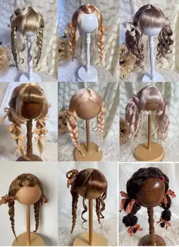 Перуки за кукли Dula с двойни плитки за мохеровых роли Blythe Qbaby с дължина 9-10 см за главата