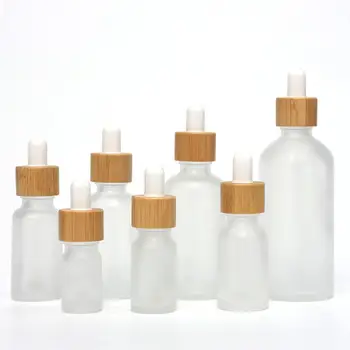 Търговия на едро с Празен контейнер за серум от 5 мл до 100 мл Бамбук през цялата бутилка за етерични масла от матирано / прозрачно стъкло с взетия-капкомер за реагенти