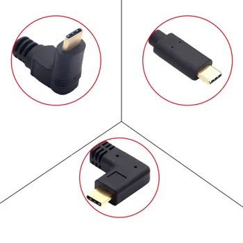 USB C Нагоре Надолу Наляво под прав ъгъл 90 градуса C USB Кабел Тип C USB-C USB 3.1 от мъжа към Жената Кабел за бързо зареждане на 4k 60hz 0,3 м