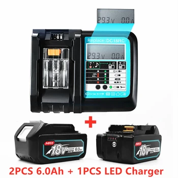 Нов С Led Зарядно Устройство Акумулаторна Батерия 18v 6000 mah Литиево-йонна батерия за Makita 18v Батерия 6Ah BL1840 BL1850 BL1830 BL1860 LXT400