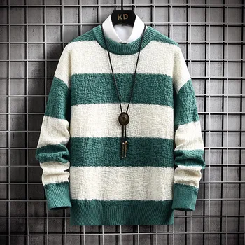2023 Есенно-зимните Модни пуловери, с кръгло деколте, Свободни Мъжки Ежедневни нови стилни дебели топли пуловери, мъжки пуловери, Размер M-XXXL