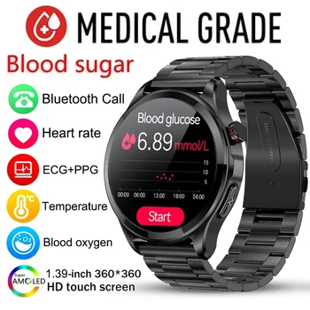2023 Нови ЕКГ + ТОЧКИ Неинвазивни Смарт Часовници с Нивото на Глюкоза в Кръвта, Мъжки Bluetooth Часовници За Повикване, Умни Часовници За Здравето, за Сърдечен Ритъм, За Huawei, Xiaomi
