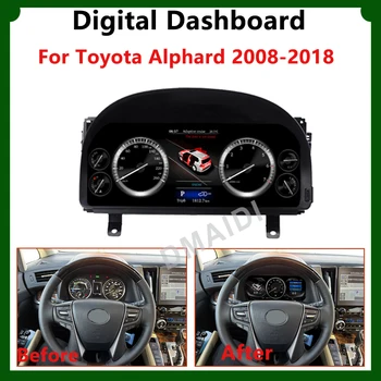 Дисплей на таблото за Toyota Alphard 2008-2018 12,3-инчов автомобили цифров LCD-панел за управление на системата Linux Виртуален кокпит