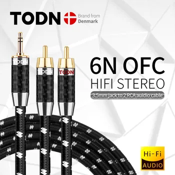 TODN кабел HiFi аудио кабел RCA Тел възвратно аудио щекер 3.5 мм aux включете конвертиране на 2 штекеров RCA