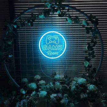 3D лого стая за игри за деца, Подарък неонова реклама led неонова светлина Потребителски неонови надписи Ледено синьо боядисани стени домашна стая
