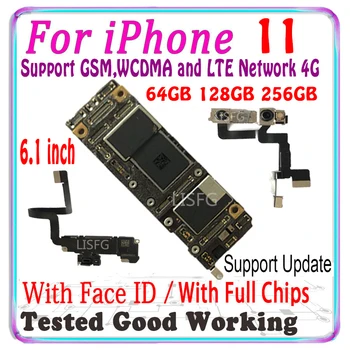 Висококачествена и Оригинална дънна Платка за iPhone 11 С идентификатор лицето 64 GB 128 GB, 256 GB За iPhone 12 11 Pro Max дънната платка Pure iCloud