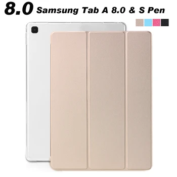 Калъф за таблет Samsung Galaxy Tab A 8.0 и S Pen 2019 P200 P205 Със Сгъваща се Стойка От Изкуствена Кожа Защитен Калъф Funda За Tab A8 и S Pen
