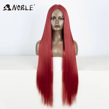 Благороден перука с дантела отпред, 38-инчов червена перука дълга права перука с дантела, перуки, направени от светлите коса, перуки за cosplay, перуки за жени, синтетични перуки, с дантела отпред