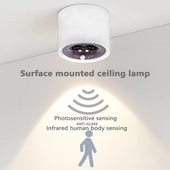 Led тавана лампа за повърхностен монтаж, воспринимающий светлината на човешкото тяло, тавана лампа със защита от отблясъци, за коридор, стълбище, вътрешно осветление