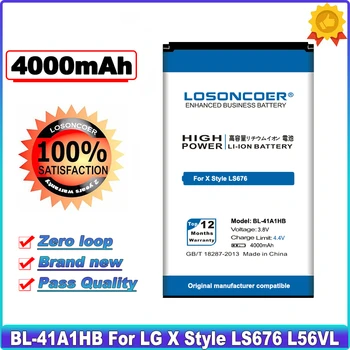 LOSONCOER 4000 mah BL-41A1HB Батерия за мобилен телефон LG X Style Tribute HD Boost Mobile X Style LS676 L56VL Батерия