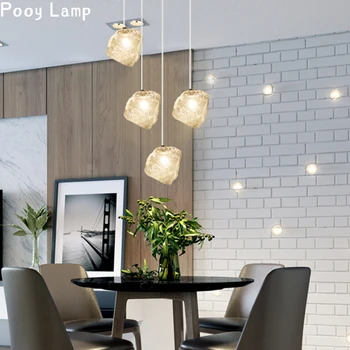 Led окачен лампа, модерен, скандинавски лампа от прозрачно стъкло, лесен, креативен окачен лампа от прозрачно стъкло, окачена лампа за хранене