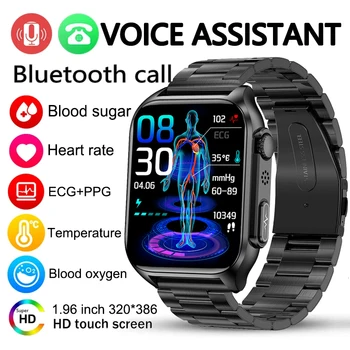 2023 Нивото на захар в кръвта, ЕКГ + ТОЧКИ Смарт Часовници Мъжки Bluetooth Предизвикателство Автоматичен Инфрачервен Кислород В Кръвта, Сърдечната Честота Кръвно Налягане Часовници За Здравето