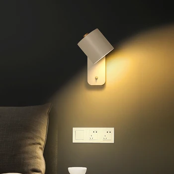 Модерен led нощни тела за спалнята, хола, бял, зелен, сив, скандинавски, творчески, бутон превключвател за четене, монтиран на стената лампа, стенни лампи