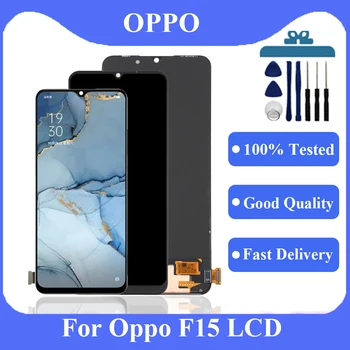 Оригинален AMOLED TFT, За Oppo F15 CPH2001 LCD Сензорен дисплей, Дигитайзер, В Събирането, Замяна За Oppo F15 lcd
