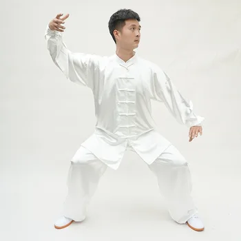 Костюми CLYFAN Тайдзи Традиционната китайска облекло униформи тайдзи с дълъг ръкав от изкуствена коприна Костюм за бойни изкуства кунг-фу