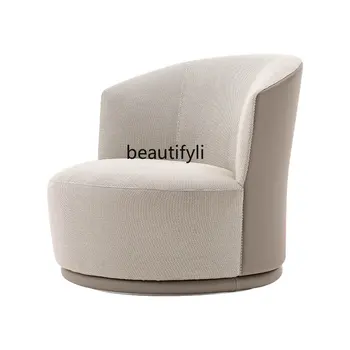yj Италиански минималистичен единична разтегателен диван и фотьойл от естествена кожа, фотьойл за конференция, лесно луксозно кресло за отдих
