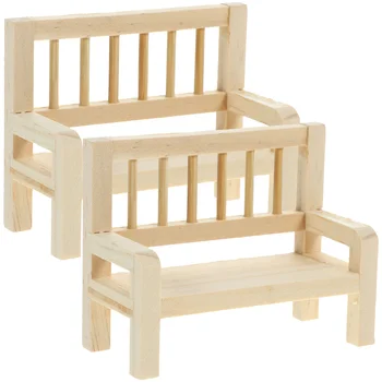 Стол за куклена къща, мини дървена пейка, играчка за декорация на мебели, миниатюрни декоративни къщички