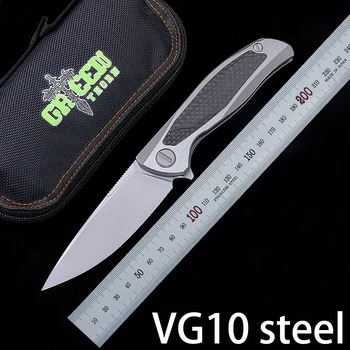Сгъваем нож Green Thorn F95NL с шарикоподшипником, дръжката е от углеродистого влакна VG10, нож за самозащита, edc, ножове за оцеляване