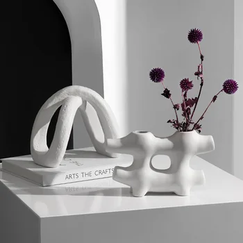 Nordic Ins Креативна керамична ваза, цвете споразумение, сушена на цвете, домашен декор, ваза за всекидневната, украса за работния плот, подаръци