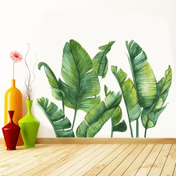 4 бр. креативни стикери за стена със зелени растения в скандинавски стил, декоративни стикери за стена в хола, естетическо изкуство, стенни тапети, Zcj068
