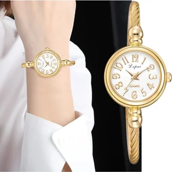 Жена малка златна гривна Луксозни часовници е от неръждаема стомана, дамски кварцови часовници, брендовое ежедневното женствена рокля Colck