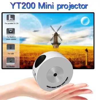 Преносим led мини-видео проектор YT200, мултимедиен плейър, за домашно кино, детски подаръчен кино, кабелна същия екран за Android iPhone X5K7