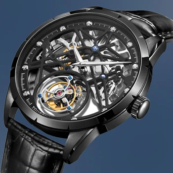 Часовници с виртуален скелет AESOP с настоящото турбийоном за мъже, бизнес механични часовници, мъжки Луксозни маркови водоустойчиви сапфировые на часовника 50 м, мода 2023