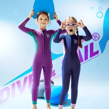 Нов детски водолазный костюм 2023 г., 2,5 мм, сросшееся топло зимно палто, топло слънце, гмуркане, сърфинг, дрехи за момичета