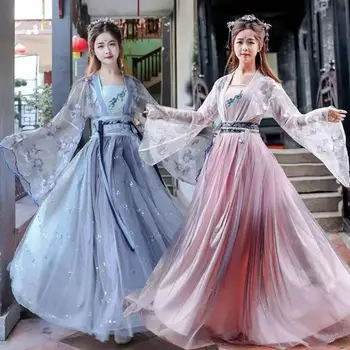 2023 Традиционното женствена рокля Ханфу с цветя Древнекитайский костюм Красив танц Ханфу Оригинално рокля на принцеса на династия Тан