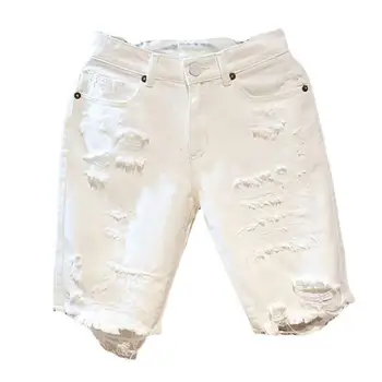 Къси панталони с дължина до коляното, с окъсани дупки, преки, свободни, със средна талия, много джобове, в топ в стил хип-хоп, обикновен мъжки летни шорти