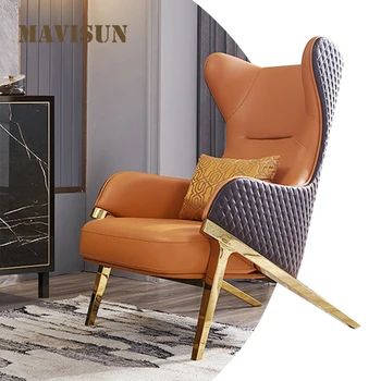 Прост дизайнерски диван-фотьойл в стил постмодерното, кожен стол Nordic Тигър, лесно луксозно кресло за сядане, балкон, мебели за дома, FGM