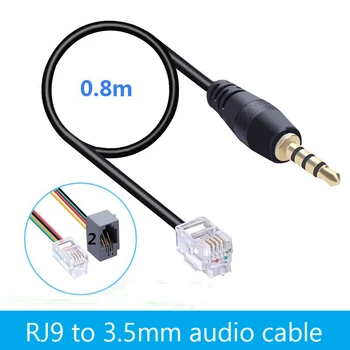 Телефонна линия жак адаптер 3.5 мм мъжки Bluetooth слушалки RJ9 Crystal Head 4P4C мобилен телефон аудио кабел преобразуване