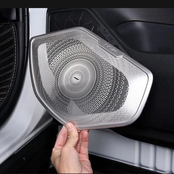 За Toyota RAV4 2019-2020 сребро и черна стоманена врата Аудио говорител Декоративни ленти седалките стикери за Декорация аксесоари за подреждане