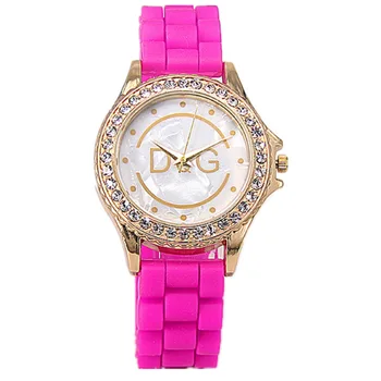 Луксозни дамски часовник DQG от неръждаема стомана, гривни с кристали от кварц, модни многоцветни, 2023