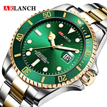 Висококачествени кварцови часовници на марката ARLANCH, водоустойчив мъжки спортни часовници, въртящи bezel, бизнес ръчен часовник от неръждаема стомана, Reloj