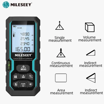 MILESEEY S6 Лазерна рулетка 40 m 60 M 80 M 100 M Лазерен далекомер IP54 е-състав полезен инструмент за измерване на